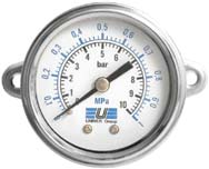 HZ9 Manometry Manometr HZ9P Przyłącze: mosiądz, stop miedzi Obudowa: technopolimer Element pomiarowy: mosiądz Wskazówka: aluminium, pomalowana na czarno Szyba: akrylowa montowana ciśnieniowo