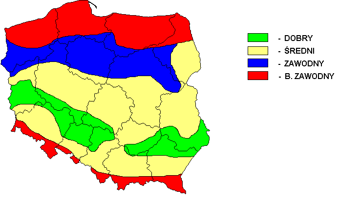 Rejony przydatności do uprawy międzyplonów