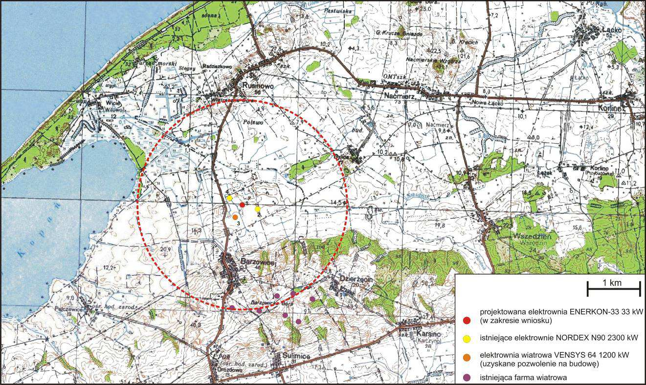 monitoringu przedinwestycyjnego nie wykazały istotnego wykorzystywania terenu rolniczego lokującego przyszłą elektrownie wiatrową w pobliżu m.