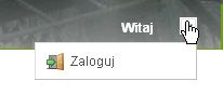 5. Logowanie użytkowników do systemu Rysunek 2: Strona powitalna W celu zalogowania się do portalu należy wybrać z rozwijanego menu, dostępnego po najechaniu kursorem na Witaj!, opcję Zaloguj.