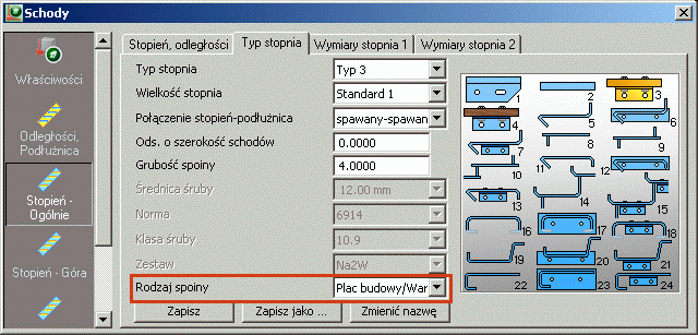 Schody 3: Schody nowa opcja spawania na budowie Dostępna jest nowa opcja dla połączenia stopni z podłużnicą przy pomocy kątownika.