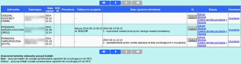 Kolejki w systemie W naszym systemie wszystkie pozycje kolejki dla danego pacjenta można sprawdzić klikając na link Kolejka oczekujących widoczny przy każdym z pacjentów na zakładce głównej Pacjenci: