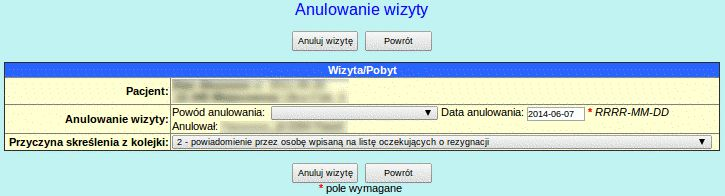 Anulowanie kolejki do poradni Jeśli chcemy anulować zaplanowaną wizytę w poradni specjalistycznej, należy skorzystać z linku Anulowanie wizyty dostępnego przy wizycie pierwszorazowej (link ten jest