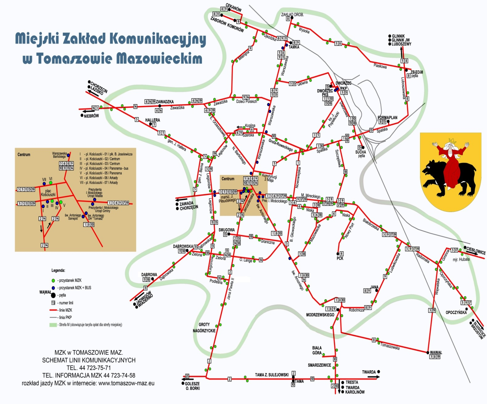 Schemat linii komunikacyjnych obsługiwanych przez Miejski Zakład Komunikacyjny w Tomaszowie Mazowieckim przedstawia Rysunek 8.