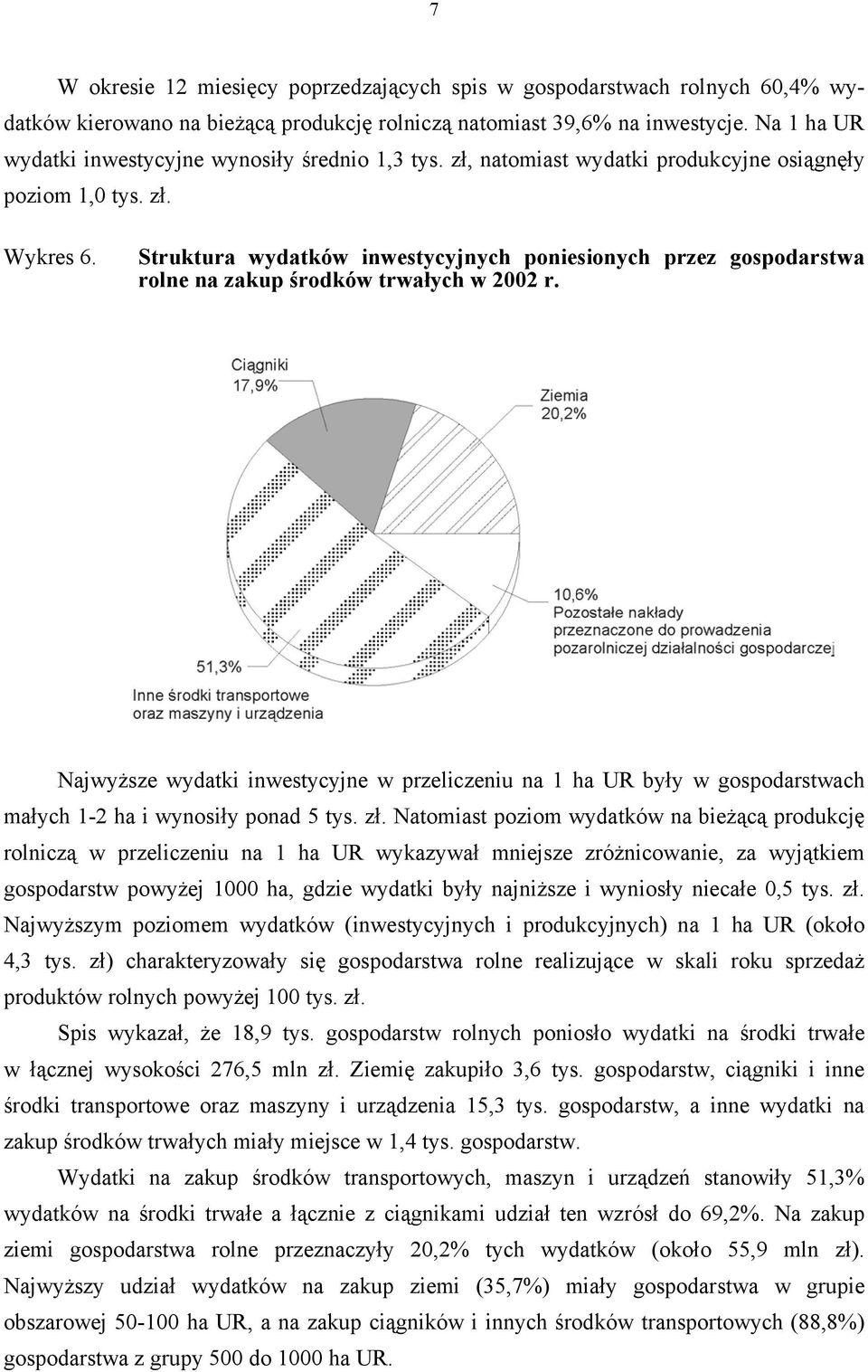 Struktura wydatków inwestycyjnych poniesionych przez gospodarstwa rolne na zakup środków trwałych w 2002 r.