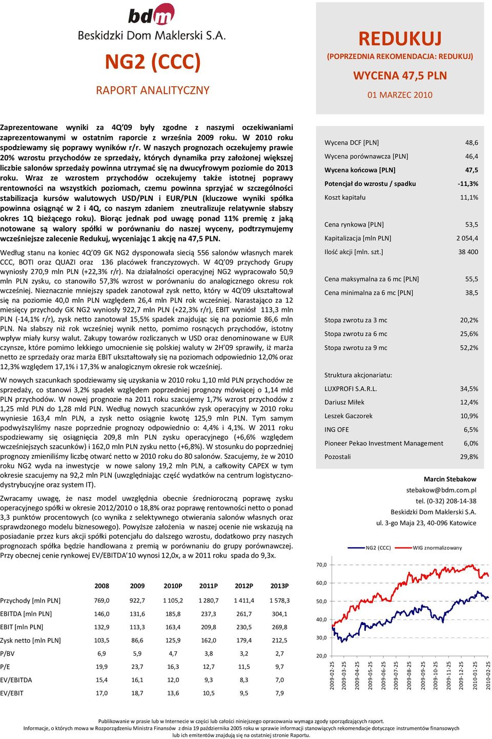 W naszych prognozach oczekujemy prawie 20% wzrostu przychodów ze sprzedaży, których dynamika przy założonej większej liczbie salonów sprzedaży powinna utrzymać się na dwucyfrowym poziomie do 2013