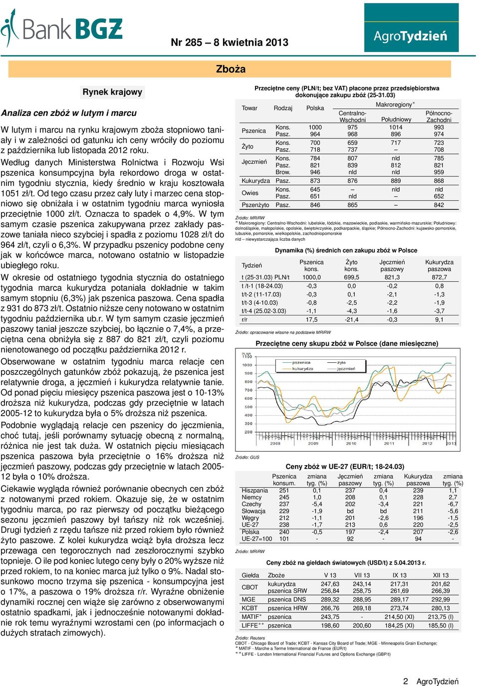 Od tego czasu przez cały luty i marzec cena stopniowo się obniżała i w ostatnim tygodniu marca wyniosła przeciętnie 1000 zł/t. Oznacza to spadek o 4,9%.