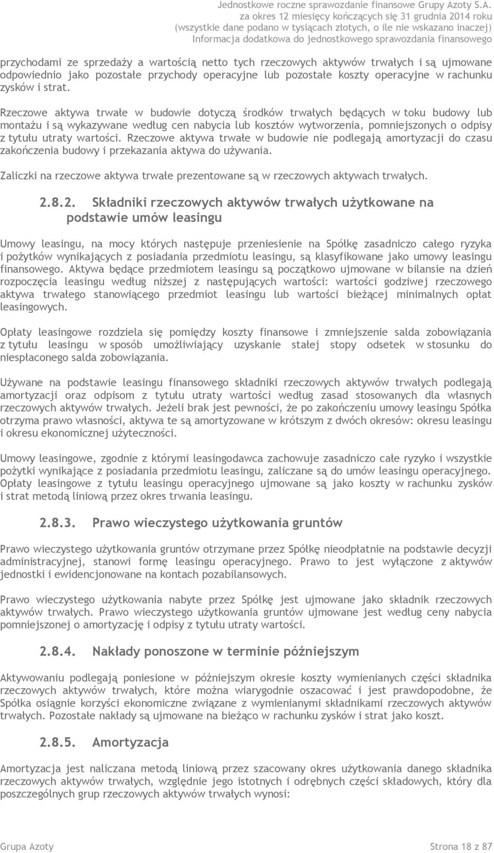 wartości. Rzeczowe aktywa trwałe w budowie nie podlegają amortyzacji do czasu zakończenia budowy i przekazania aktywa do używania.