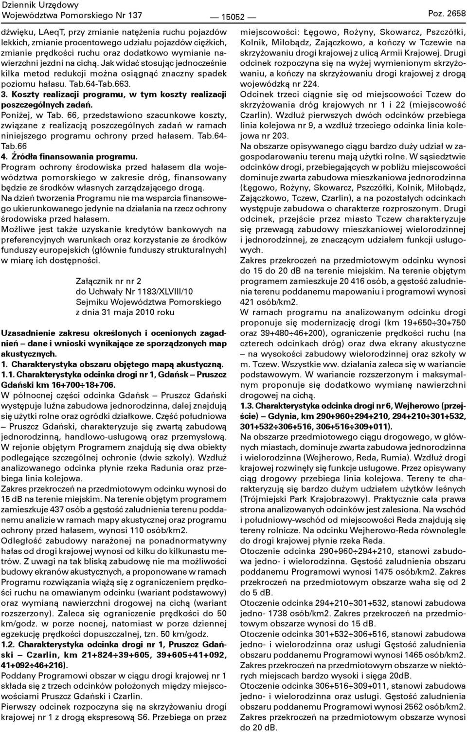 Jak widać stosując jednocześnie kilka metod redukcji można osiągnąć znaczny spadek poziomu hałasu. Tab.64-Tab.663. 3. Koszty realizacji programu, w tym koszty realizacji poszczególnych zadań.