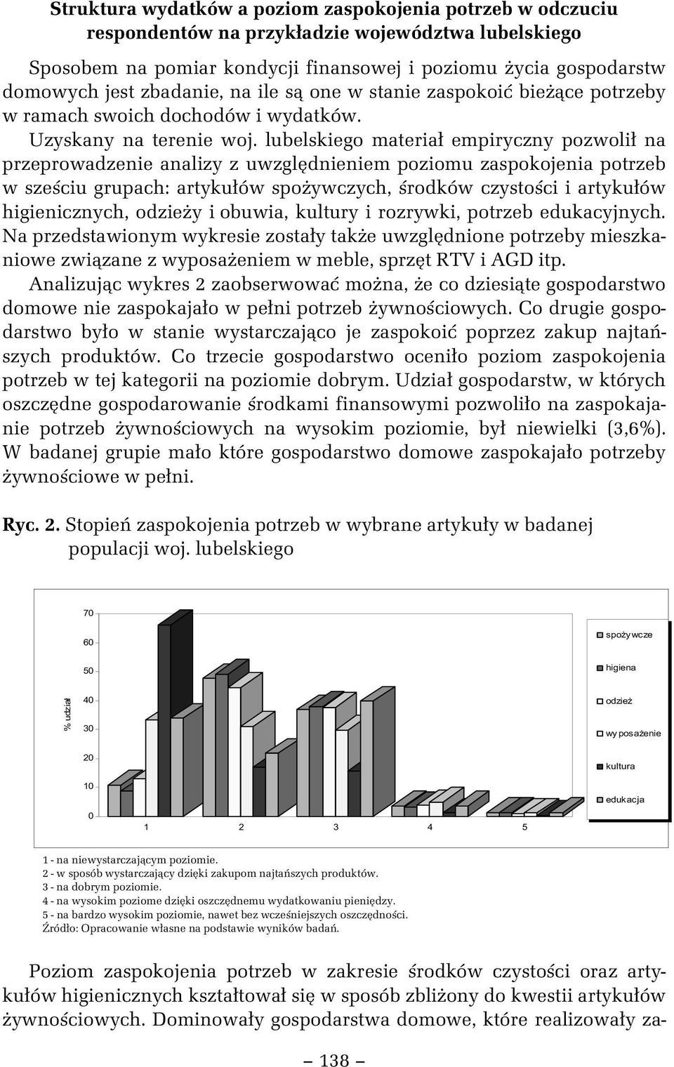 lubelskiego materia empiryczny pozwoli na przeprowadzenie analizy z uwzgl dnieniem poziomu zaspokojenia potrzeb w sze ciu grupach: artyku ów spo ywczych, rodków czysto ci i artyku ów higienicznych,