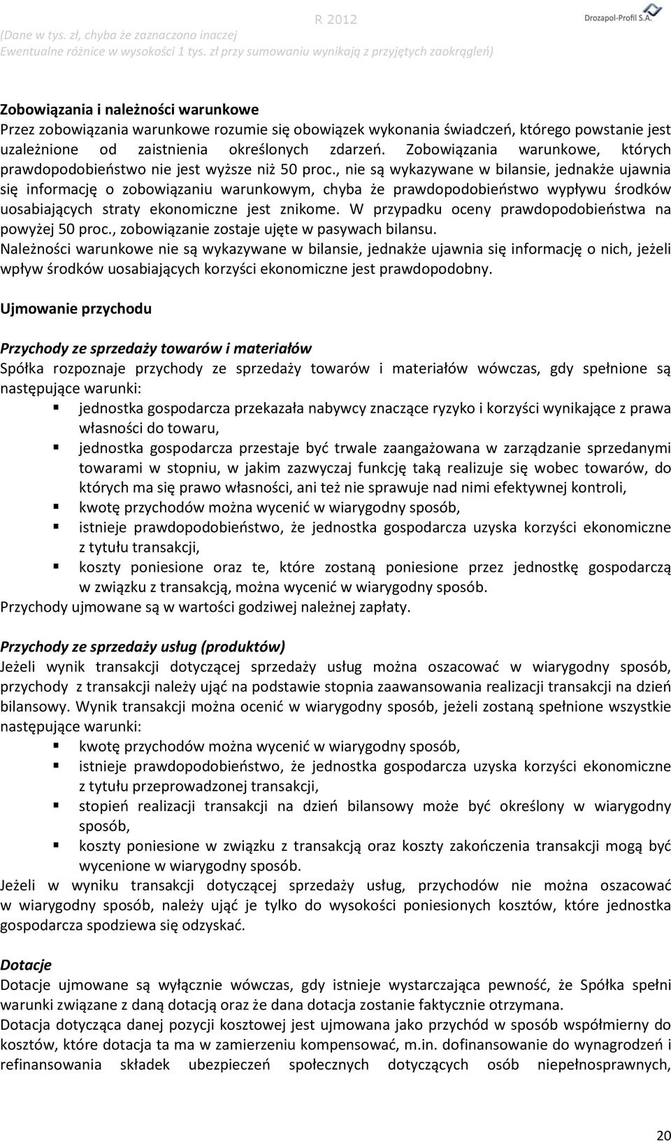 , nie są wykazywane w bilansie, jednakże ujawnia się informację o zobowiązaniu warunkowym, chyba że prawdopodobieństwo wypływu środków uosabiających straty ekonomiczne jest znikome.