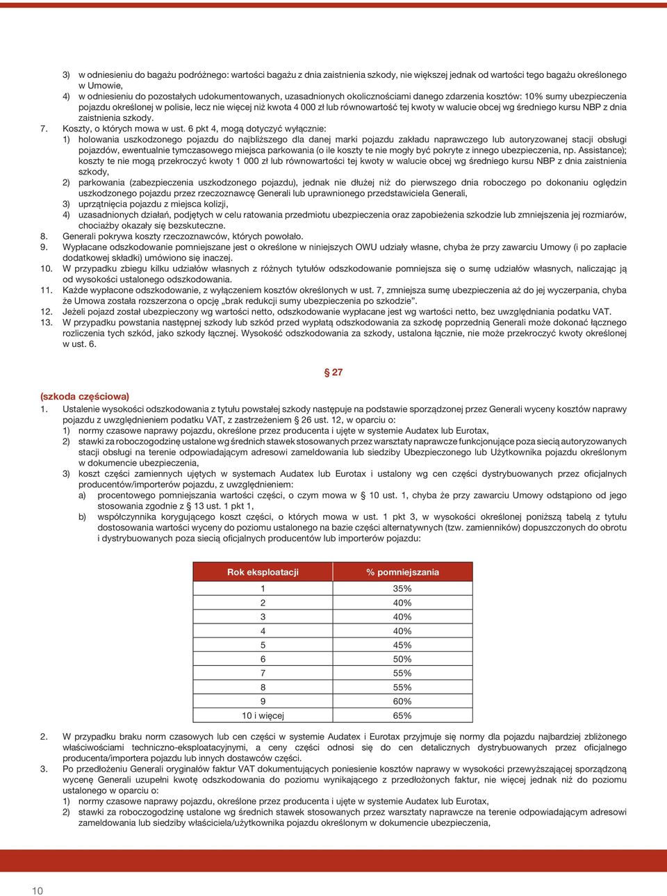 kursu NBP z dnia zaistnienia szkody. 7. Koszty, o których mowa w ust.