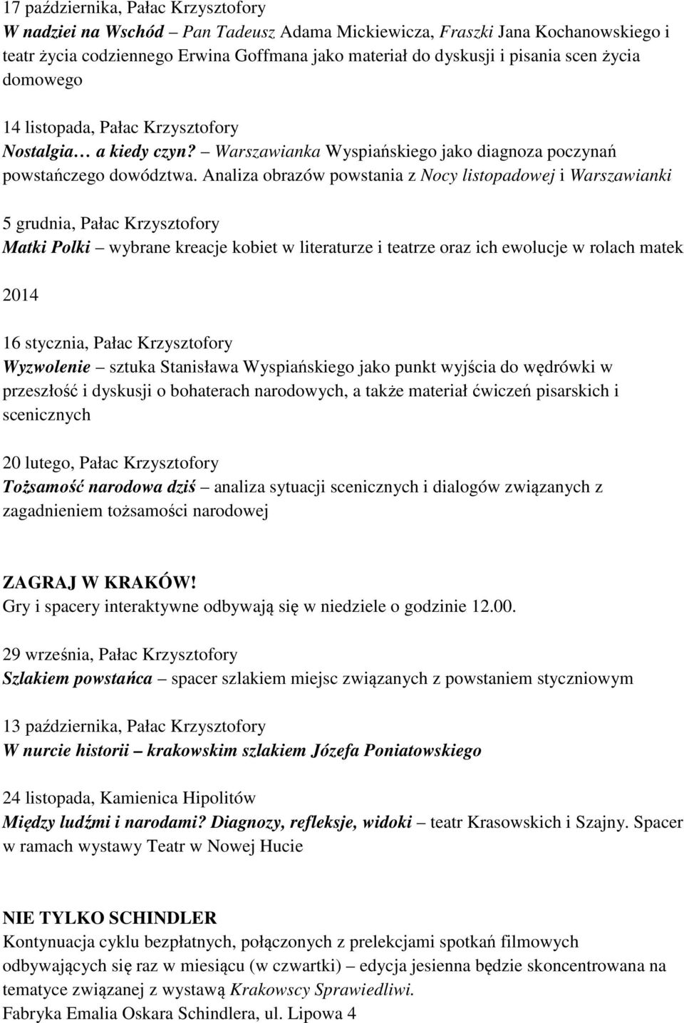 Analiza obrazów powstania z Nocy listopadowej i Warszawianki 5 grudnia, Pałac Krzysztofory Matki Polki wybrane kreacje kobiet w literaturze i teatrze oraz ich ewolucje w rolach matek 2014 16