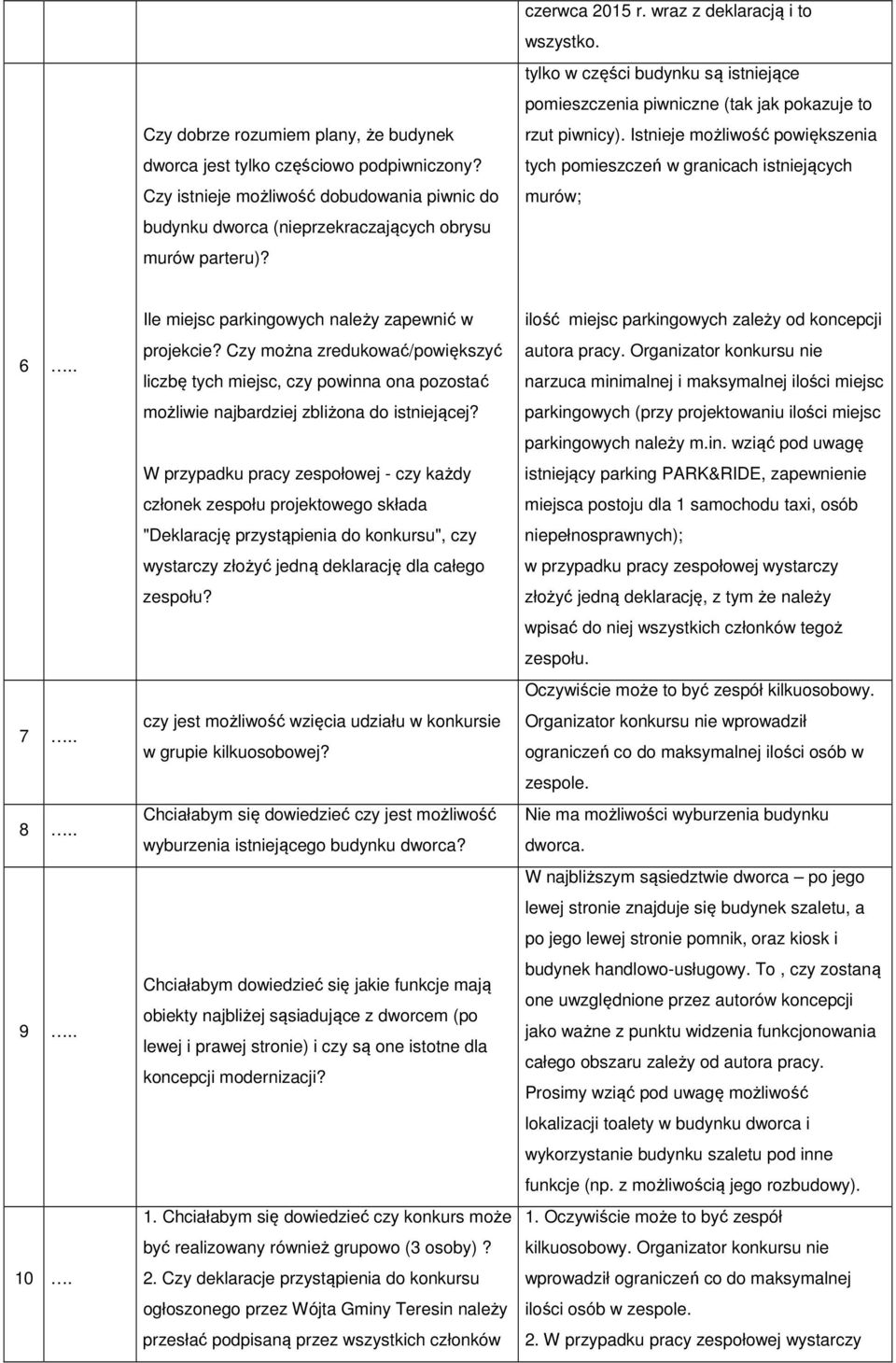 Istnieje możliwość powiększenia tych pomieszczeń w granicach istniejących murów; 6.. 7.. 8.. 9.. 10. Ile miejsc parkingowych należy zapewnić w projekcie?