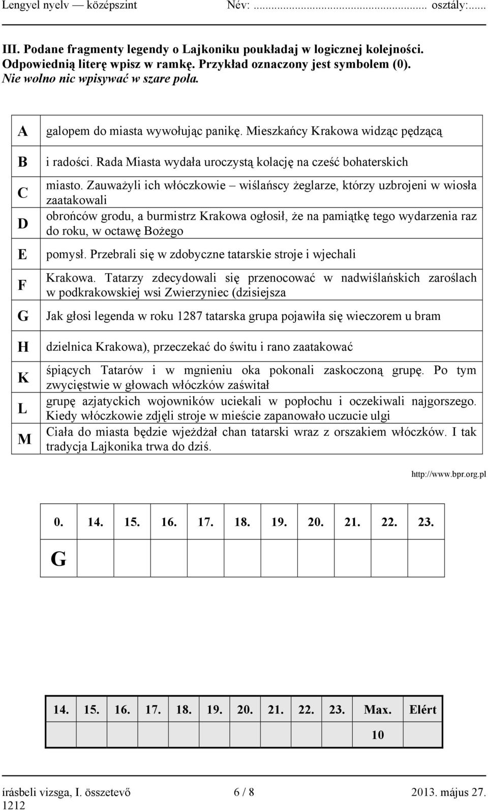 Zauważyli ich włóczkowie wiślańscy żeglarze, którzy uzbrojeni w wiosła zaatakowali obrońców grodu, a burmistrz Krakowa ogłosił, że na pamiątkę tego wydarzenia raz do roku, w octawę Bożego pomysł.