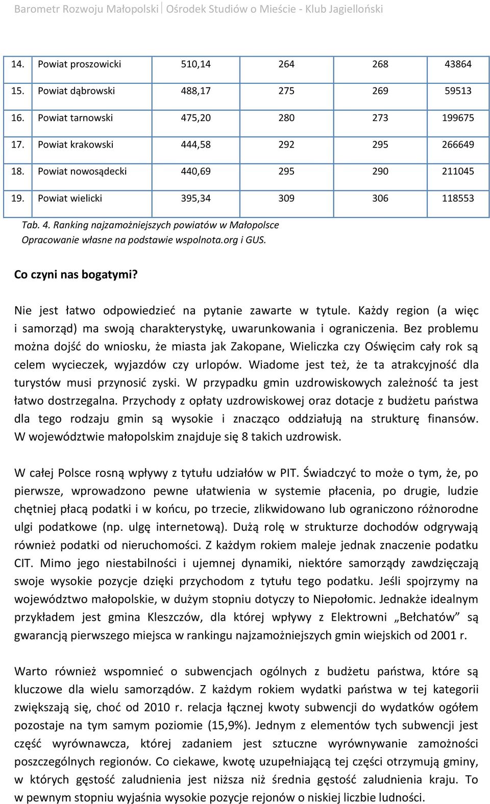 Co czyni nas bogatymi? Nie jest łatwo odpowiedzieć na pytanie zawarte w tytule. Każdy region (a więc i samorząd) ma swoją charakterystykę, uwarunkowania i ograniczenia.