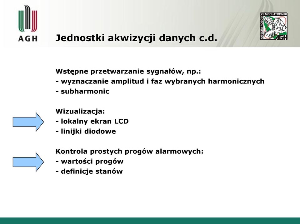 subharmonic Wizualizacja: - lokalny ekran LCD - linijki diodowe