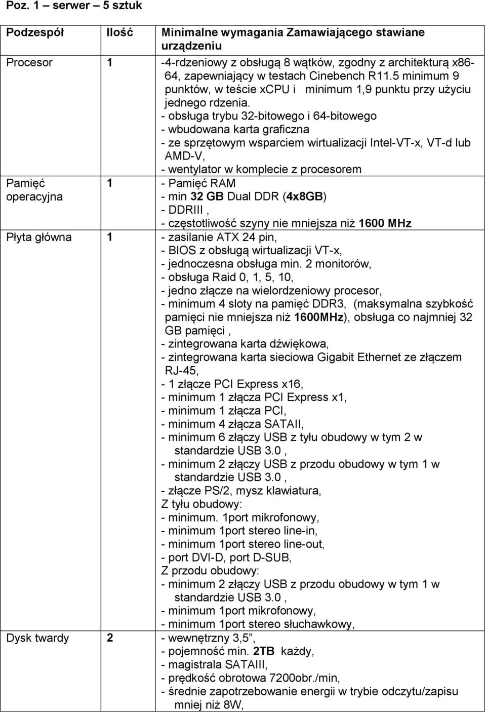 - obsługa trybu 32-bitowego i 64-bitowego - wbudowana karta graficzna - ze sprzętowym wsparciem wirtualizacji Intel-VT-x, VT-d lub AMD-V, - wentylator w komplecie z procesorem Pamięć operacyjna 1 -