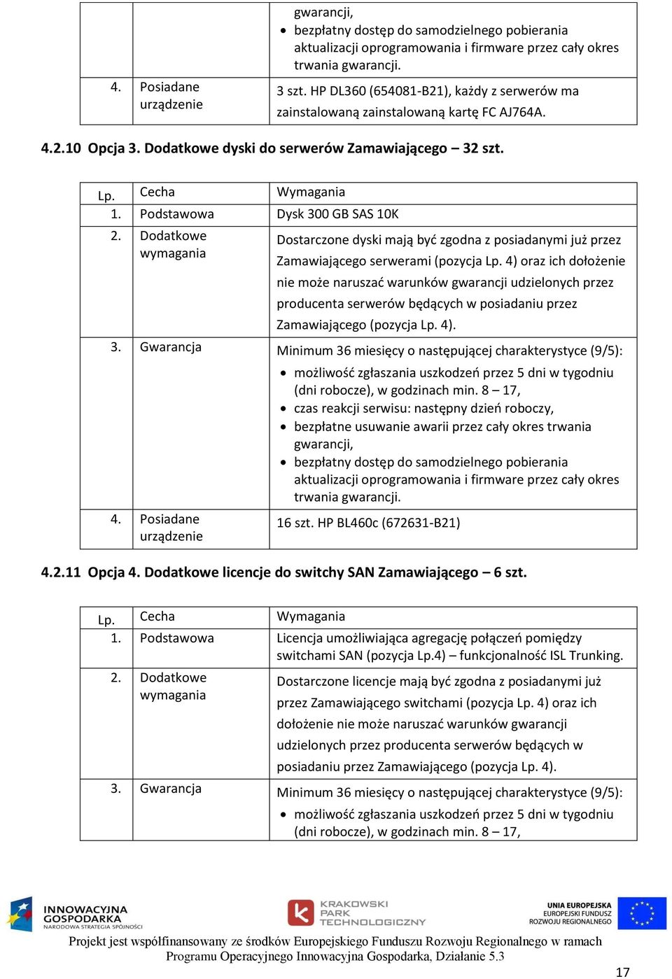 Dodatkowe Dostarczone dyski mają być zgodna z posiadanymi już przez Zamawiającego serwerami (pozycja Lp.