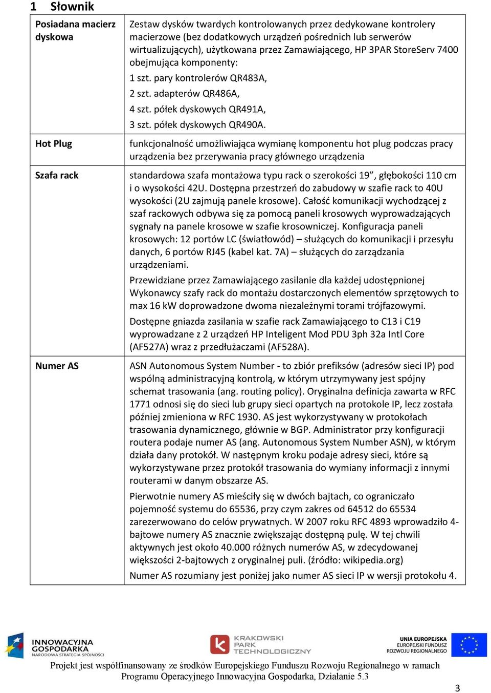 półek dyskowych QR490A.