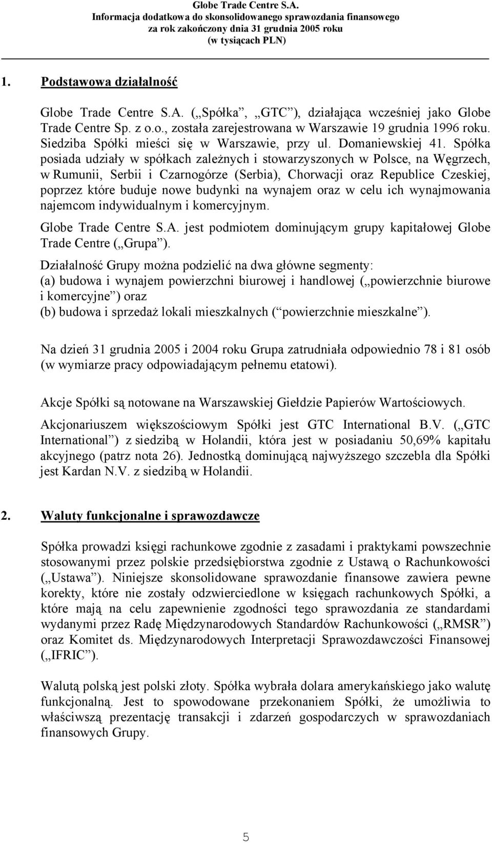 Spółka posiada udziały w spółkach zależnych i stowarzyszonych w Polsce, na Węgrzech, w Rumunii, Serbii i Czarnogórze (Serbia), Chorwacji oraz Republice Czeskiej, poprzez które buduje nowe budynki na