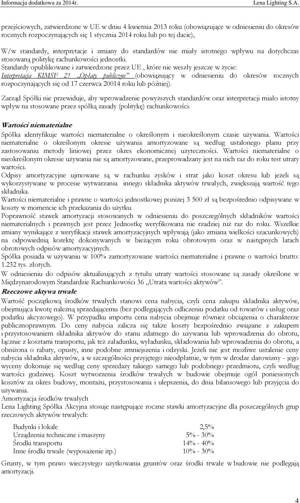 Standardy opublikowane i zatwierdzone przez UE, które nie weszły jeszcze w życie: Interpretacja KIMSF 21 Opłaty publiczne (obowiązujący w odniesieniu do okresów rocznych rozpoczynających się od 17