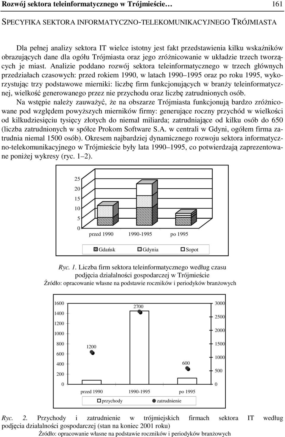 Analizie poddano rozwój sektora teleinformatycznego w trzech głównych przedziałach czasowych: przed rokiem 1990, w latach 1990 1995 oraz po roku 1995, wykorzystując trzy podstawowe mierniki: liczbę