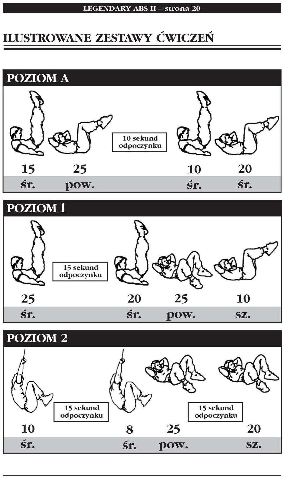 10 20 POZIOM l 15 sekund 25 20 25 pow. 10 sz.