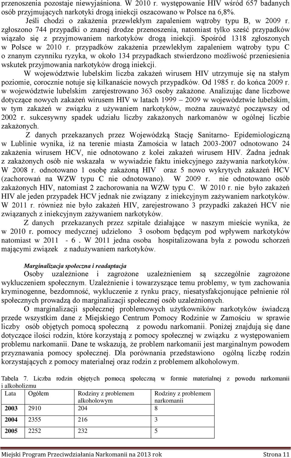 zgłoszono 744 przypadki o znanej drodze przenoszenia, natomiast tylko sześć przypadków wiązało się z przyjmowaniem narkotyków drogą iniekcji. Spośród 1318 zgłoszonych w Polsce w 2010 r.