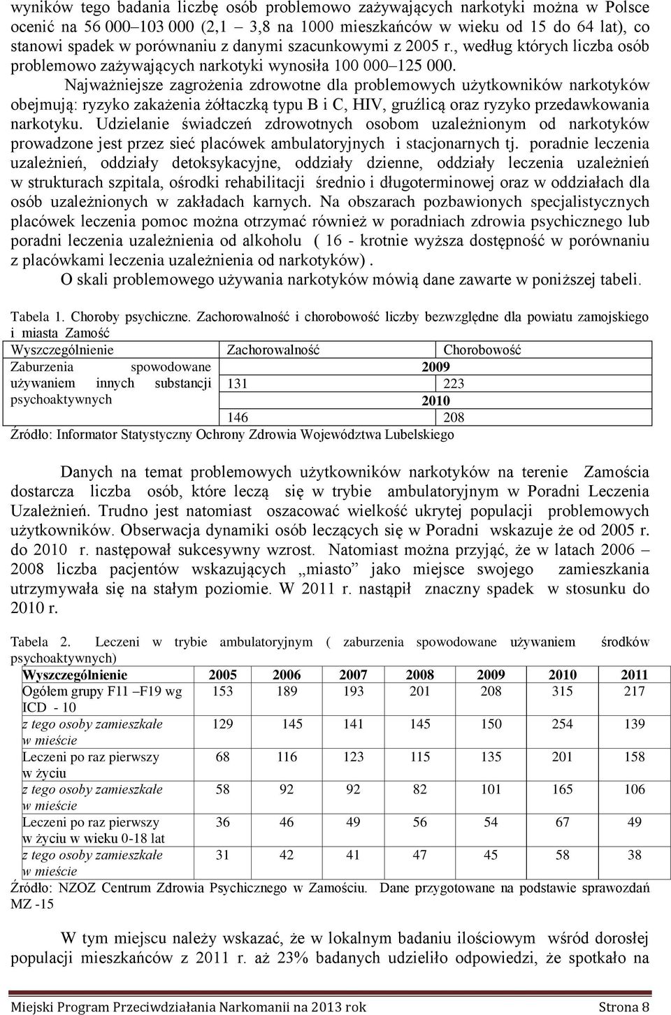 Najważniejsze zagrożenia zdrowotne dla problemowych użytkowników narkotyków obejmują: ryzyko zakażenia żółtaczką typu B i C, HIV, gruźlicą oraz ryzyko przedawkowania narkotyku.