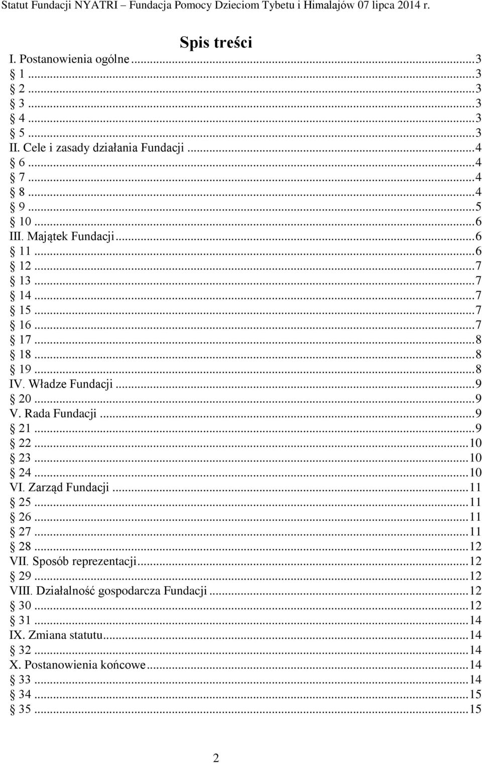 Rada Fundacji... 9 21... 9 22... 10 23... 10 24... 10 VI. Zarząd Fundacji... 11 25... 11 26... 11 27... 11 28... 12 VII. Sposób reprezentacji... 12 29.