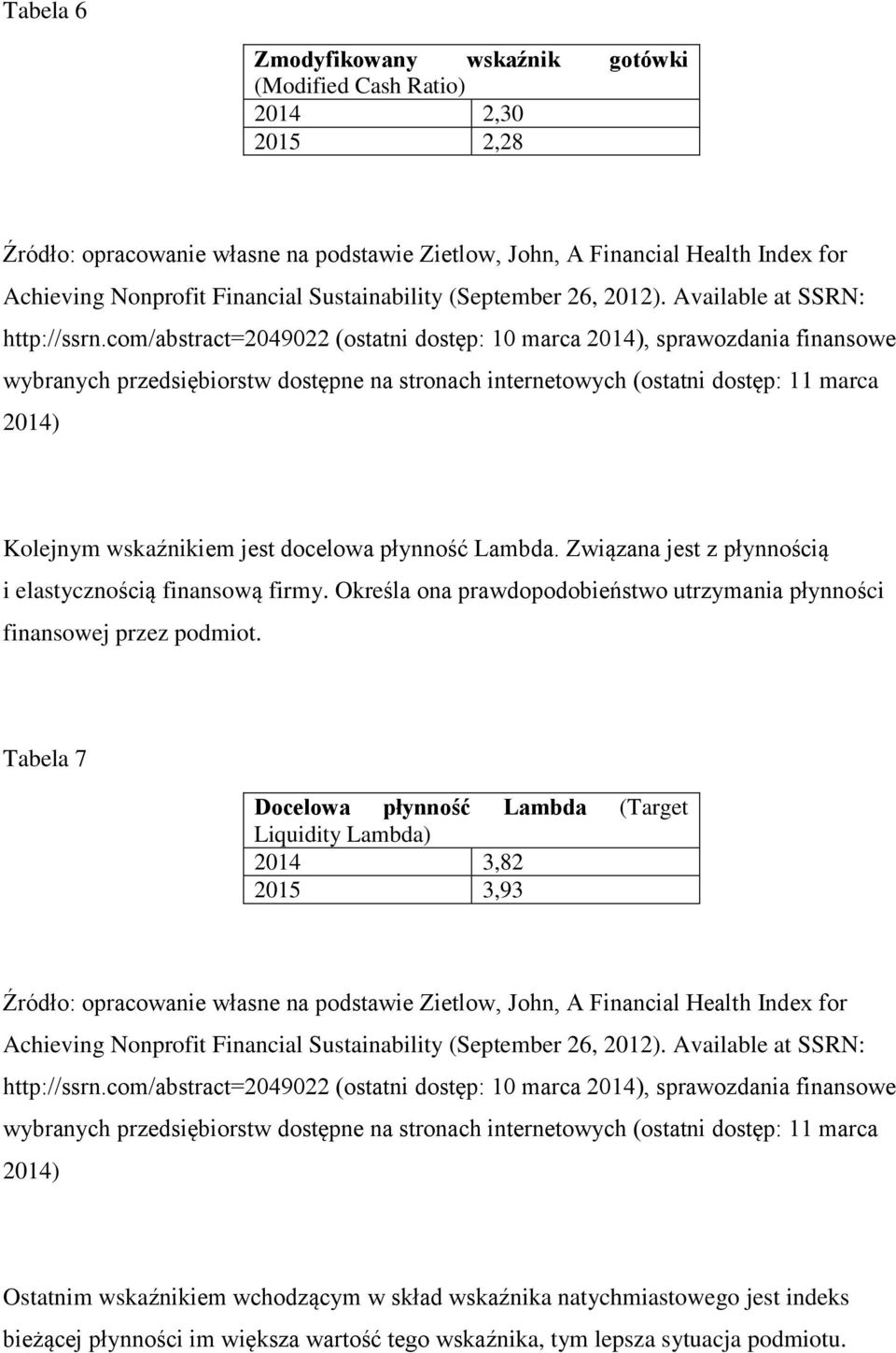 Określa ona prawdopodobieństwo utrzymania płynności finansowej przez podmiot.