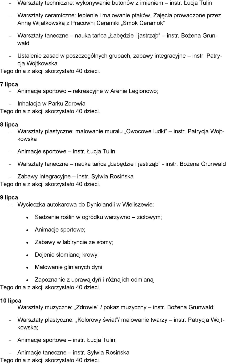 Bożena Grunwald Ustalenie zasad w poszczególnych grupach, zabawy integracyjne instr.