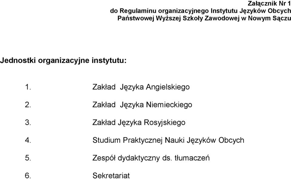 Zakład Języka Angielskiego 2. Zakład Języka Niemieckiego 3.