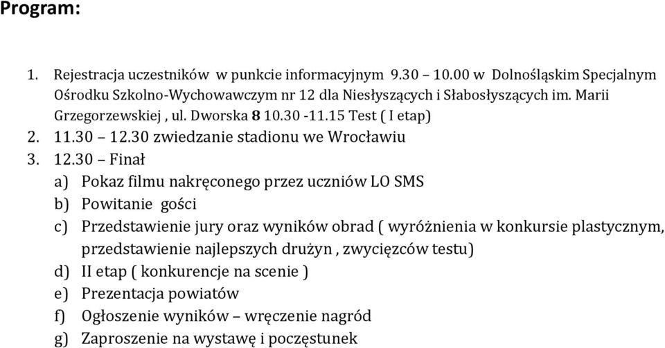 15 Test ( I etap) 2. 11.30 12.