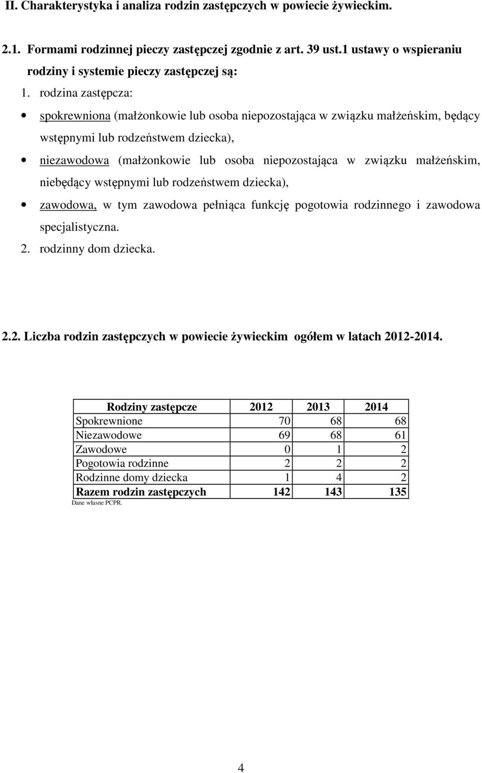 małżeńskim, niebędący wstępnymi lub rodzeństwem dziecka), zawodowa, w tym zawodowa pełniąca funkcję pogotowia rodzinnego i zawodowa specjalistyczna. 2.