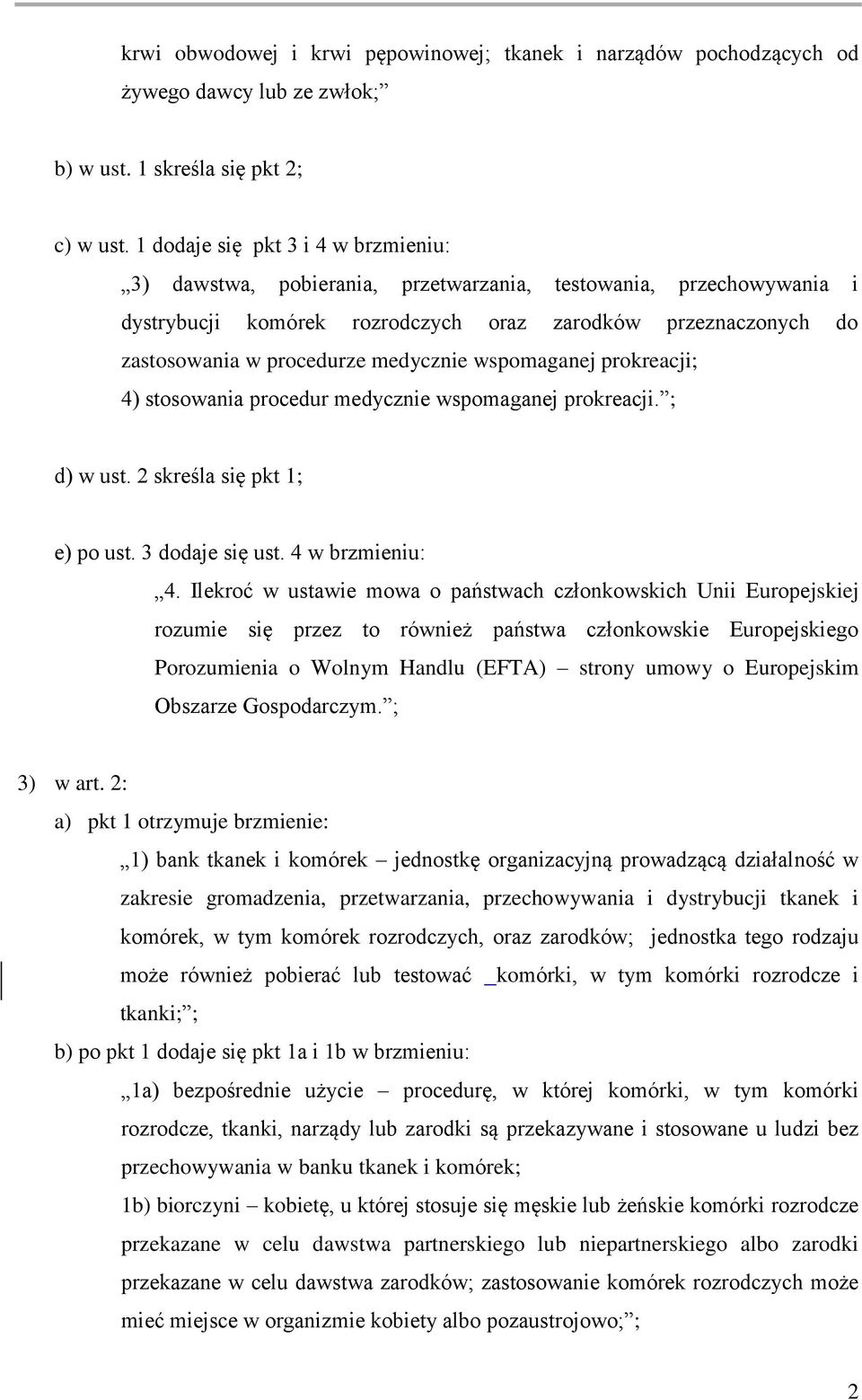 medycznie wspomaganej prokreacji; 4) stosowania procedur medycznie wspomaganej prokreacji. ; d) w ust. 2 skreśla się pkt 1; e) po ust. 3 dodaje się ust. 4 w brzmieniu: 4.