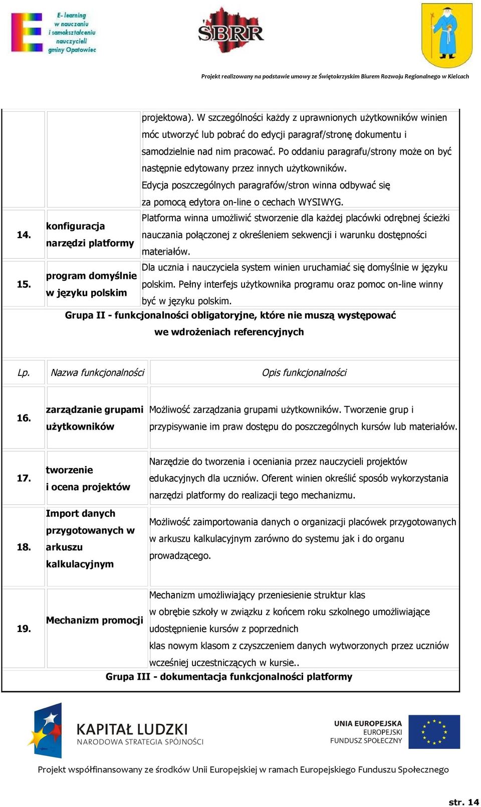 konfiguracja narzędzi platformy program domyślnie w języku polskim za pomocą edytora on-line o cechach WYSIWYG.