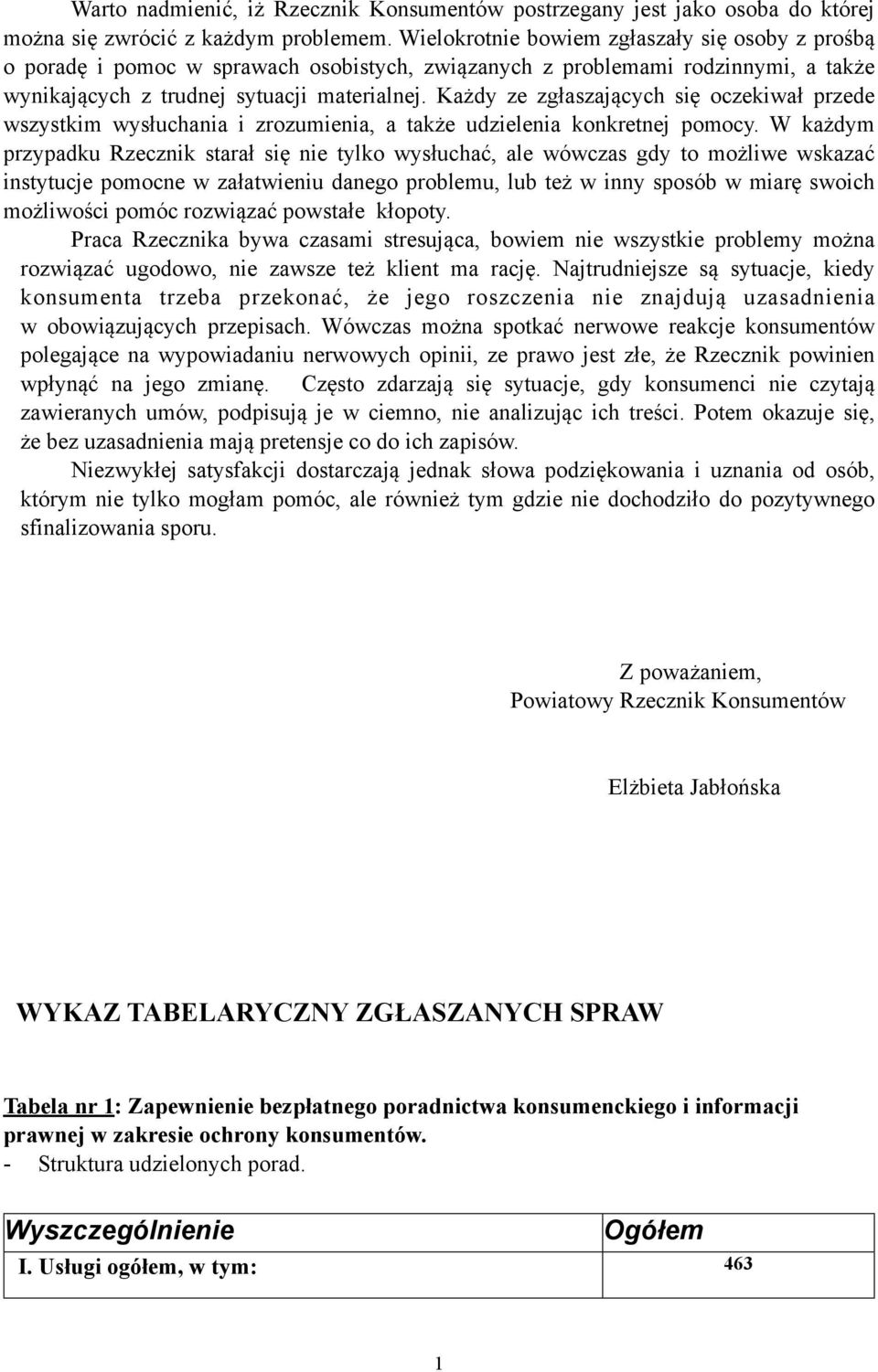 Każdy ze zgłaszających się oczekiwał przede wszystkim wysłuchania i zrozumienia, a także udzielenia konkretnej pomocy.