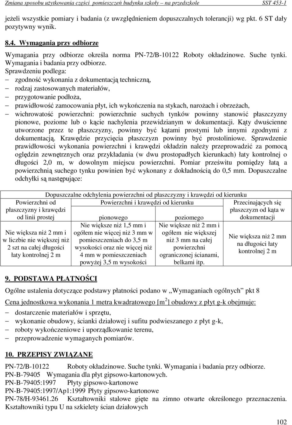 Sprawdzeniu podlega: zgodność wykonania z dokumentacją techniczną, rodzaj zastosowanych materiałów, przygotowanie podłoŝa, prawidłowość zamocowania płyt, ich wykończenia na stykach, naroŝach i