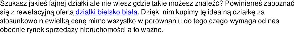 Dzięki nim kupimy tę idealną działkę za stosunkowo niewielką cenę mimo