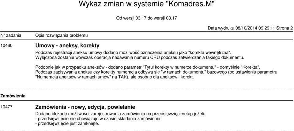 Podobnie jak w przypadku aneksów - dodano parametr "Tytuł korekty w numerze dokumentu" - domyślnie "Korekta".