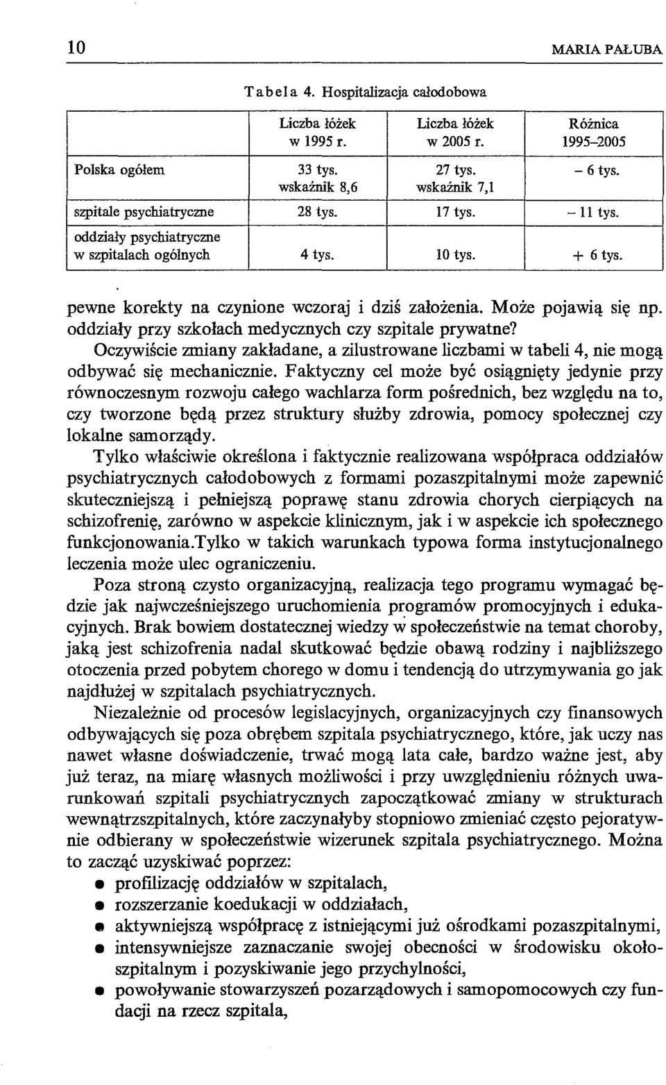 Może pojawią się np. oddziały przy szkołach medycznych czy szpitale prywatne? Oczywiście zmiany zakładane, a zilustrowane liczbami w tabeli 4, nie mogą odbywać się mechanicznie.