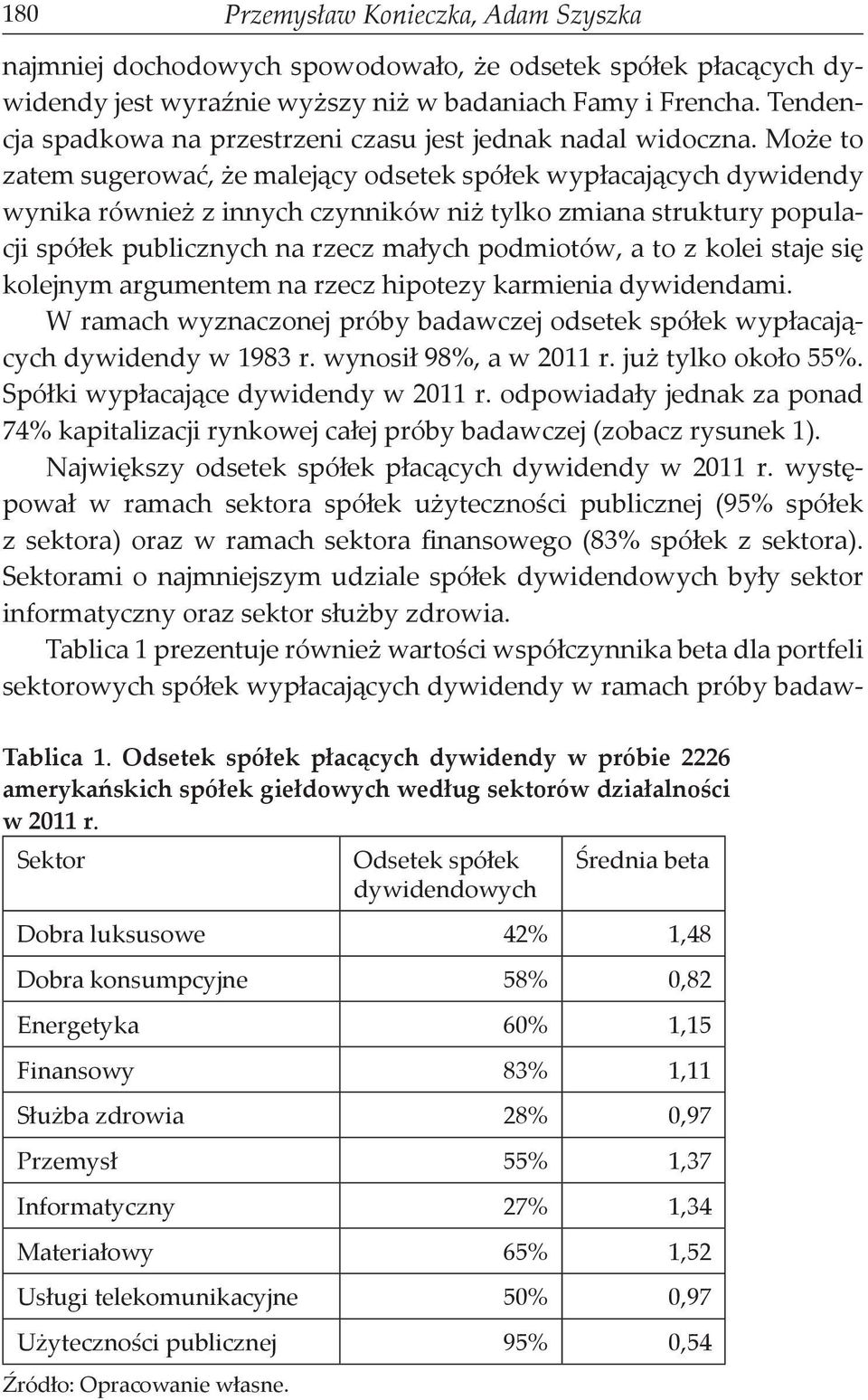 Może to zatem sugerować, że malejący odsetek spółek wypłacających dywidendy wynika również z innych czynników niż tylko zmiana struktury populacji spółek publicznych na rzecz małych podmiotów, a to z