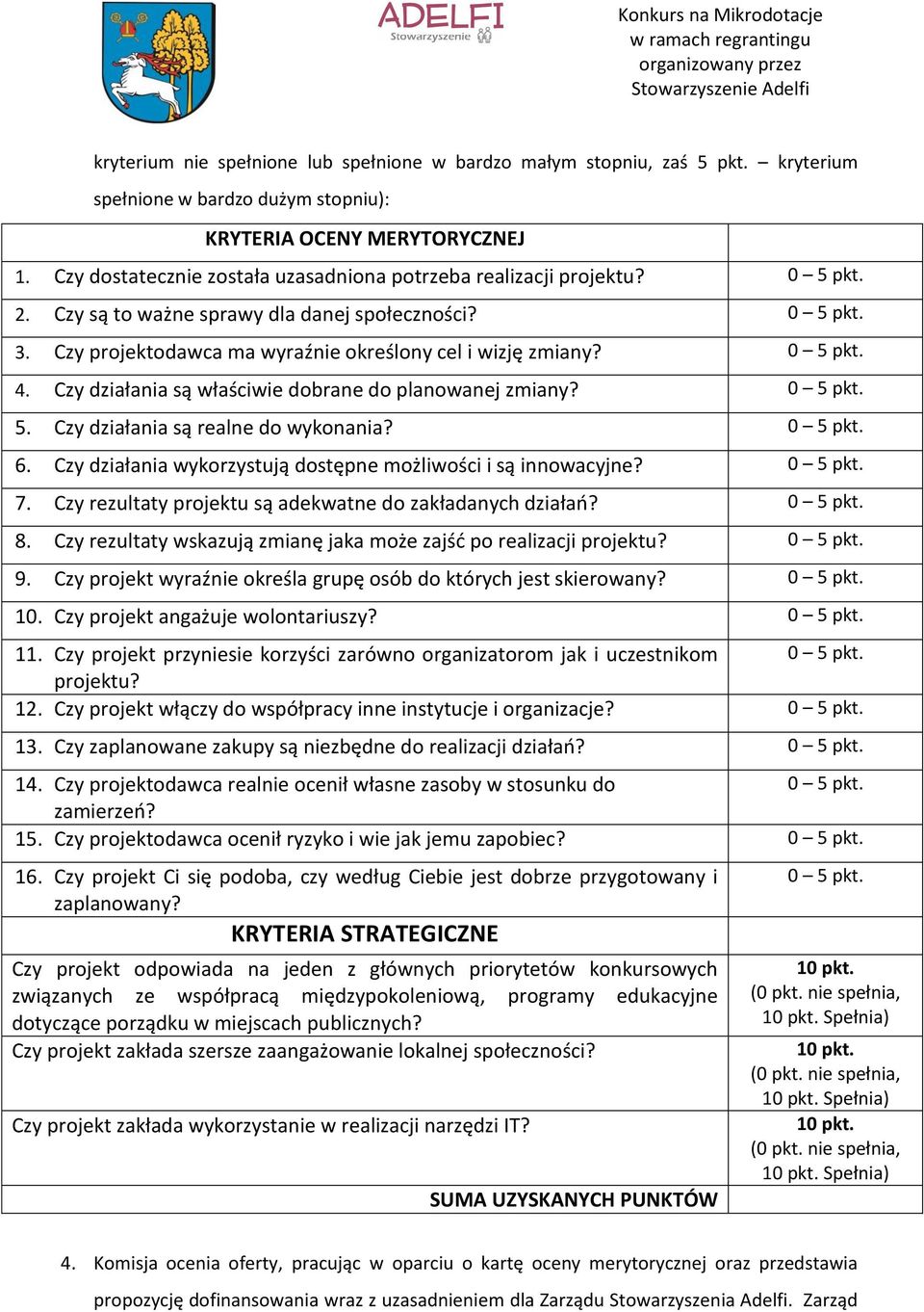 0 5 pkt. 4. Czy działania są właściwie dobrane do planowanej zmiany? 0 5 pkt. 5. Czy działania są realne do wykonania? 0 5 pkt. 6. Czy działania wykorzystują dostępne możliwości i są innowacyjne?