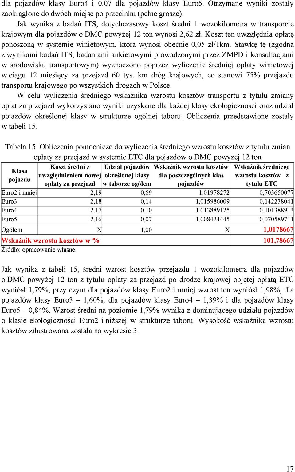 Koszt ten uwzględnia opłatę ponoszoną w systemie winietowym, która wynosi obecnie 0,05 zł/1km.