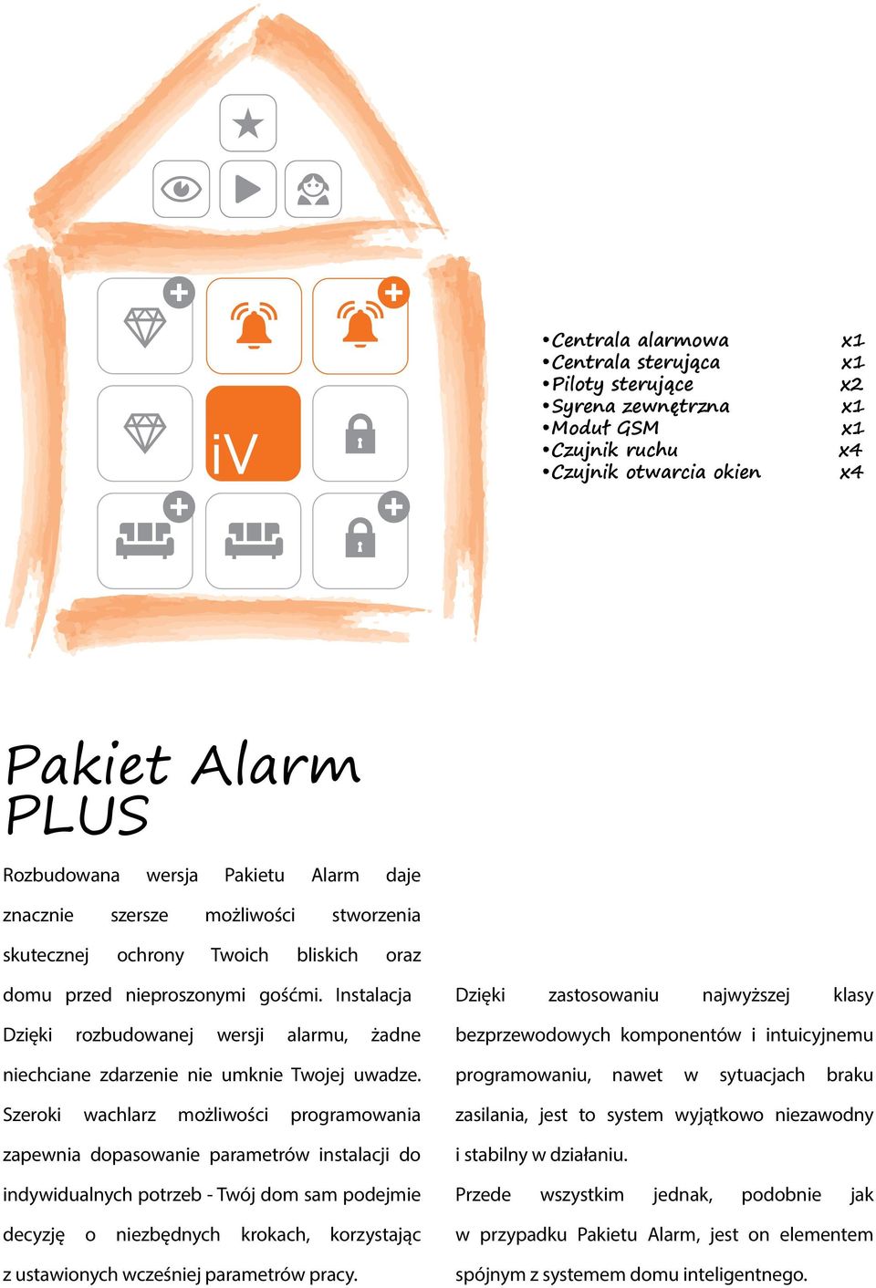 Szeroki wachlarz możliwości programowania zapewnia dopasowanie parametrów instalacji do indywidualnych potrzeb - Twój dom sam podejmie decyzję o niezbędnych krokach, korzystając z ustawionych