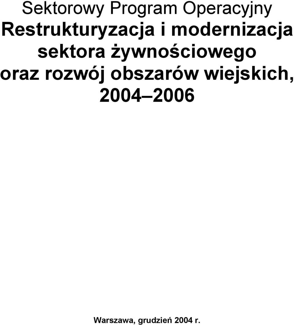 sektora żywnościowego oraz rozwój