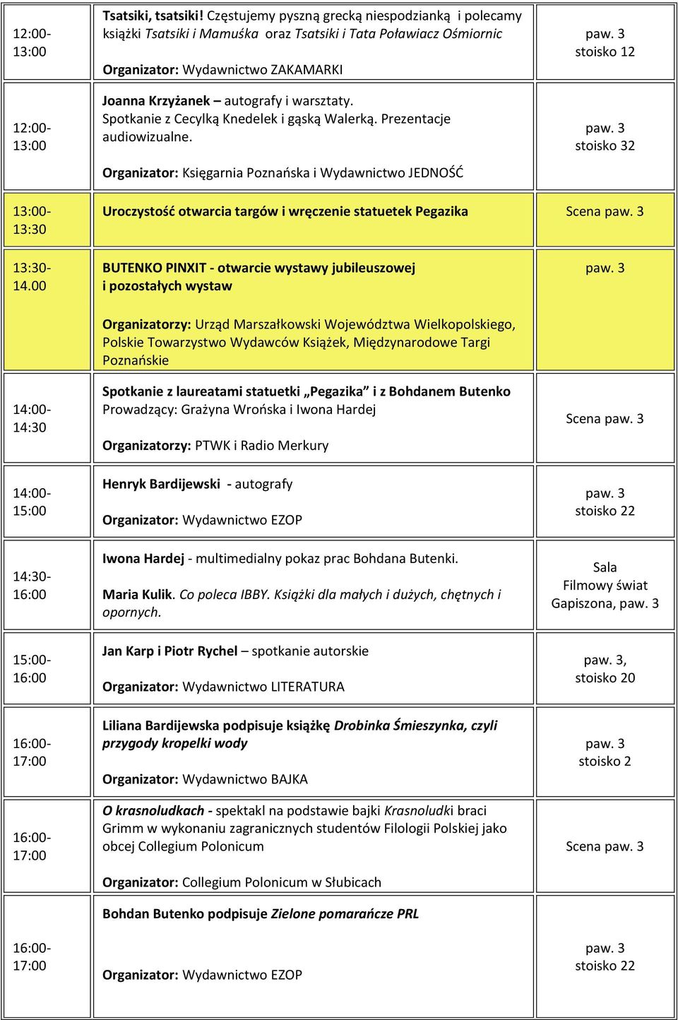 00-14:30-15:00 14:30-15:00- - 17:00-17:00-17:00 BUTENKO PINXIT - otwarcie wystawy jubileuszowej i pozostałych wystaw Organizatorzy: Urząd Marszałkowski Województwa Wielkopolskiego, Polskie