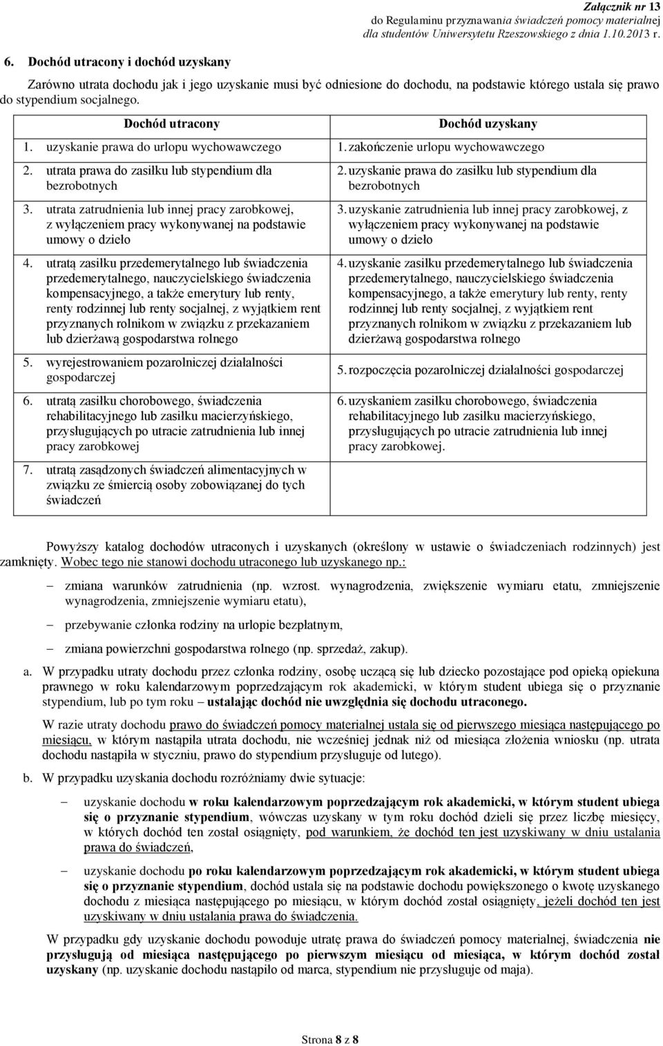 utrata zatrudnienia lub innej pracy zarobkowej, z wyłączeniem pracy wykonywanej na podstawie umowy o dzieło 4.